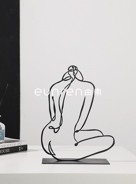 现代极简抽象铁艺线条人物艺术摆件网红民宿家居桌面高级感装饰品