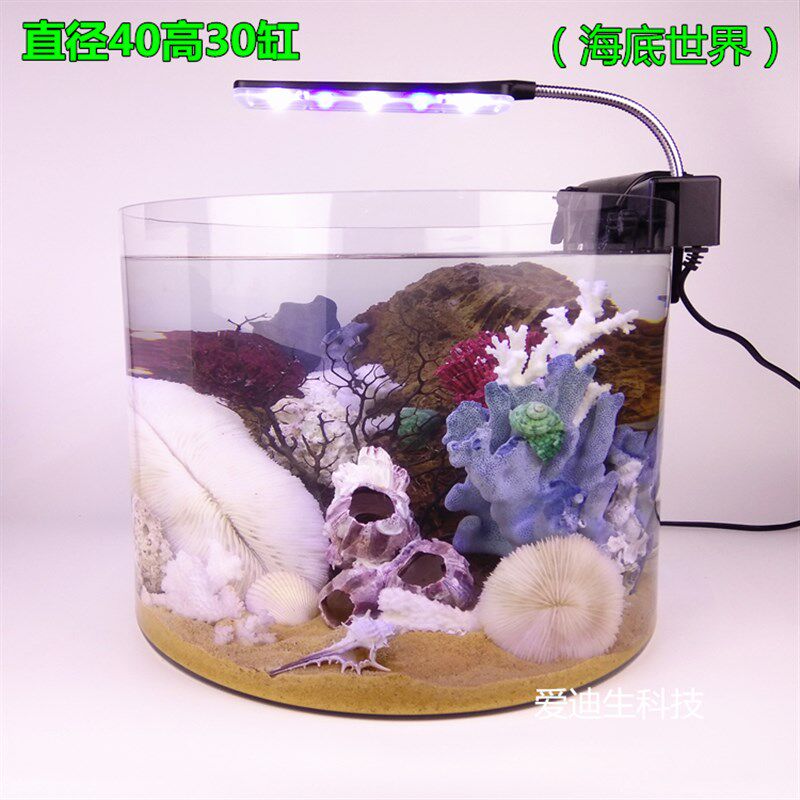 出口大号直筒玻璃鱼缸水草缸睡莲水桶超白圆形大柱直培缸超圆直径