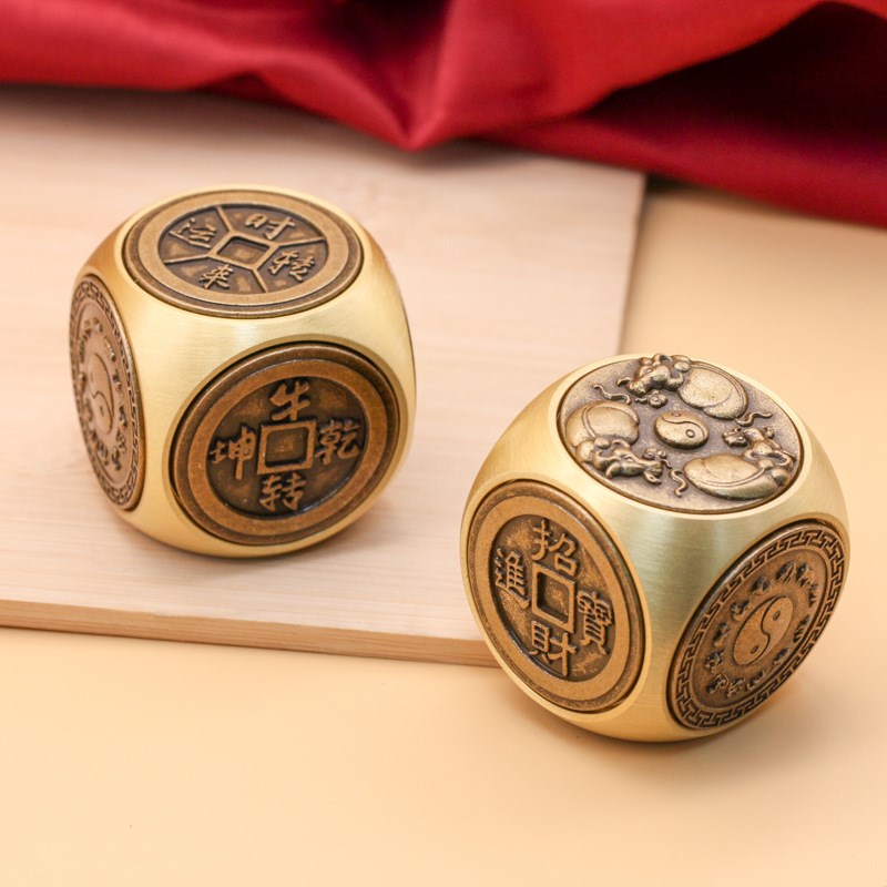 元宝转转六面转转可转动手把件铜器实心创意礼品摆件