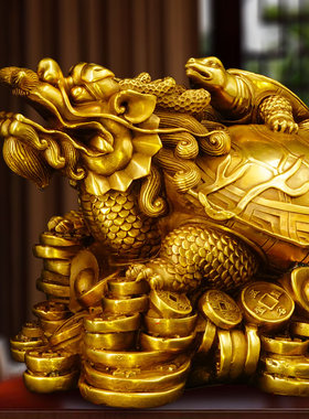 铜龙龟摆件招财八卦母子龙头龟黄铜金钱龟家居客厅办公室桌装饰品