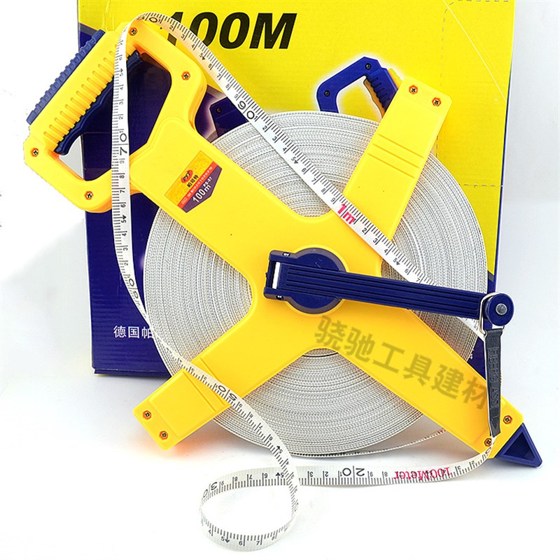 PST帕司特100M架式纤维卷尺100米扎地卷尺手提式皮尺布尺软尺工程