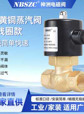 NBSZC 神洲电磁阀 厂家直销 供应黄铜蒸汽阀US-20铜线圈