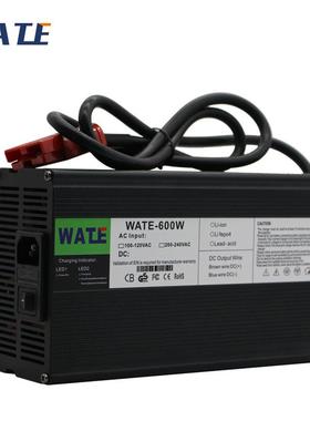 48V10A充电器48V铅酸智能充电器输出电压55.2V黑色铝壳带风扇