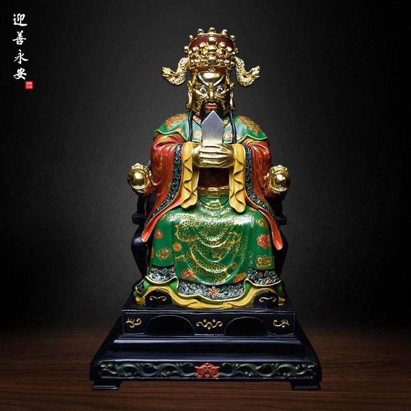 木雕彩绘龙五爷手工樟木雕刻造像龙王家用供奉工艺品摆件直销
