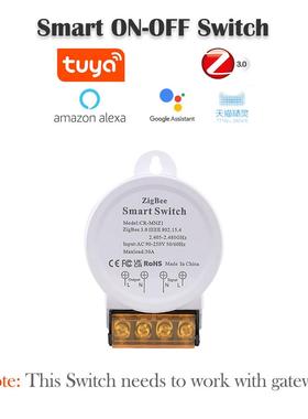 ZigBee大功率30A通断器智能开关TuyaApp控制GoogleHome语音控制