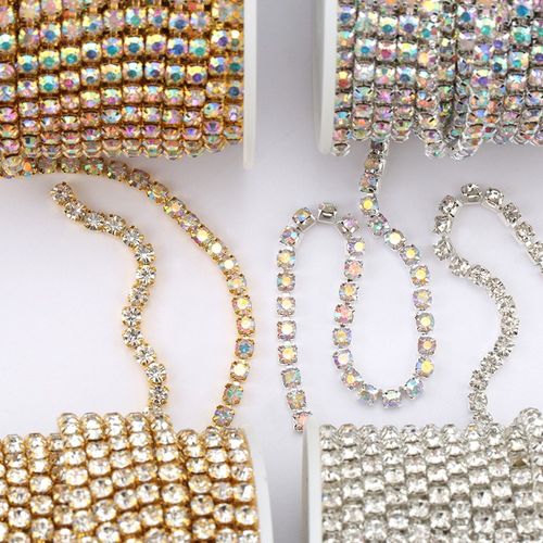 1Yard 10Yards/roll SS6-SS16 Glitter Crystal Rhinestone Chain