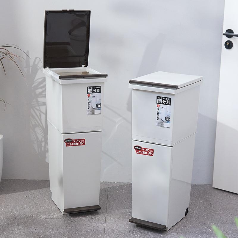 家用垃圾桶大号创意双层分类垃圾桶厨房塑料滑轮干湿分离垃圾桶