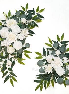 25新款婚礼仿真花拱门春季白色迎宾花指示牌摄影装饰婚庆用品