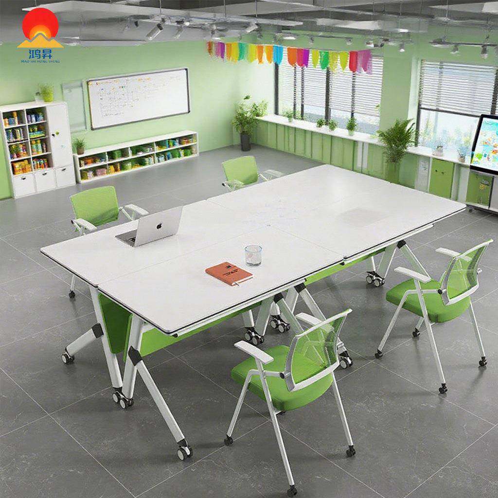 折叠培训桌椅组合可移动长条桌拼接会议桌简约双人多功能学生课桌