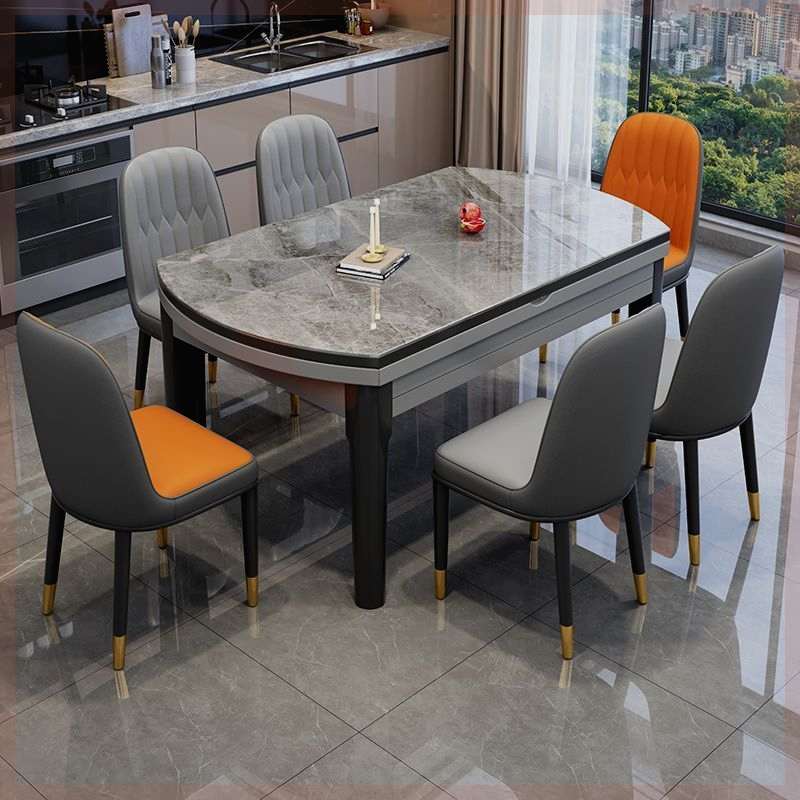 岩板方圆两用餐桌椅组合现代简约可伸缩可折叠家用小户型餐桌