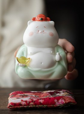 久造陶瓷可爱招财猫摆件家居客z厅女生房间办公室现代简约桌面摆