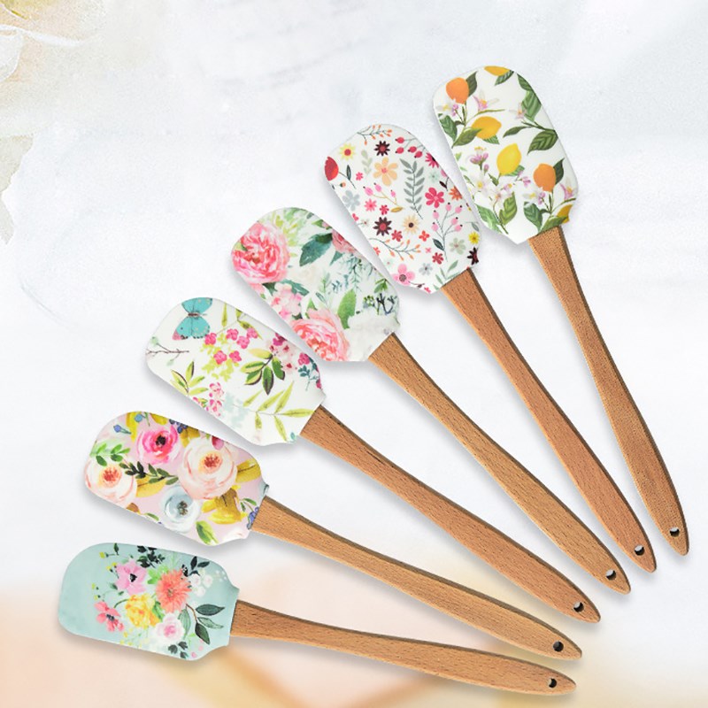 Non-stick Silicone Cookware with Wooden Handle Spatula Spoon