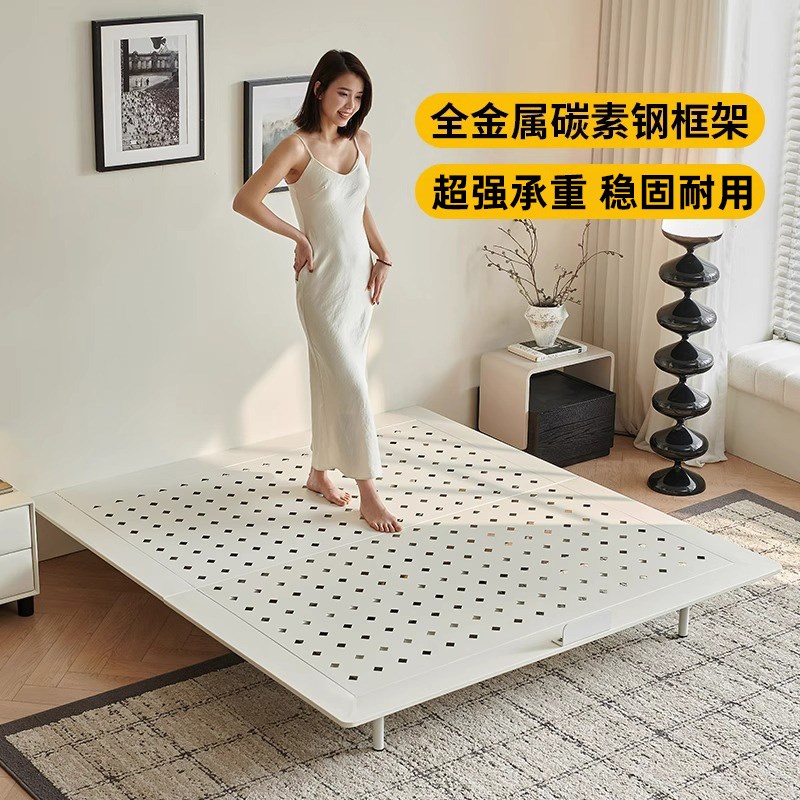 悬浮床铁艺床静音无床头小户型卧室2025新款奶油风双人碳素钢床架