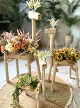 实木小鹿花架创意多肉花盆幼儿园植物角布置店面橱窗装饰摆件室内