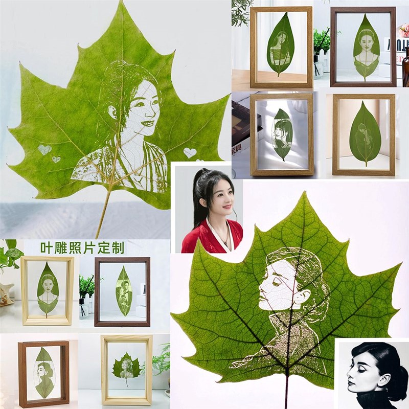梧桐树叶雕刻定制照片女生纪念礼品叶子教师节生日情人节叶雕礼物