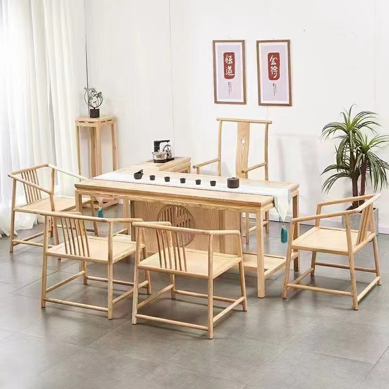 新品全屋定制新中式白蜡木茶桌椅组合实木简约禅意功夫茶台客厅泡