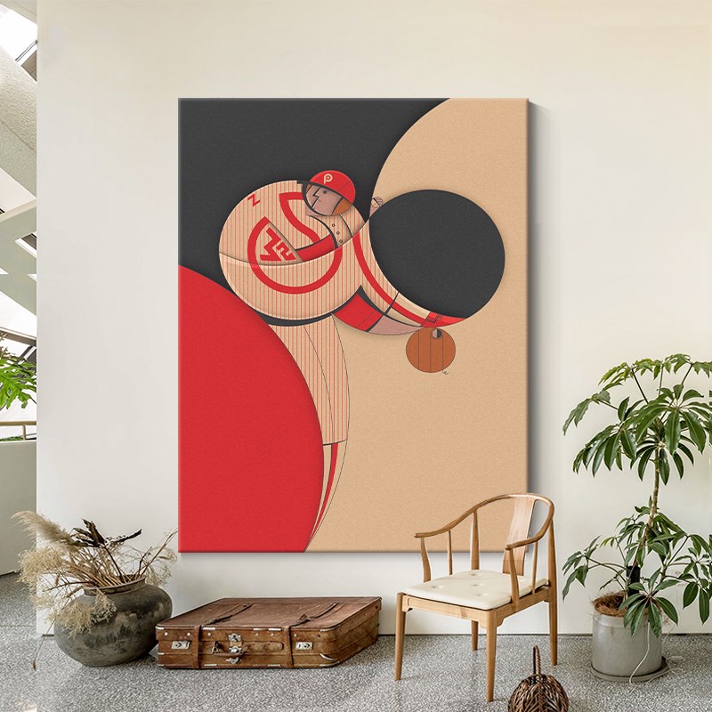 抽象人物手绘油画现代简约儿童房创意装饰画客厅体育运动肌理挂画图片