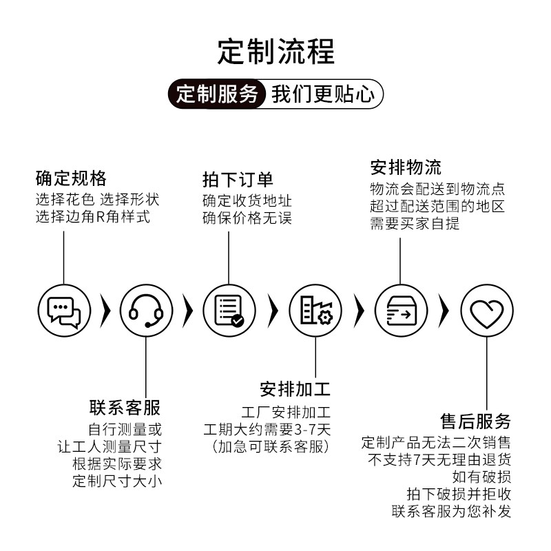 适用岩板餐桌台面定制大理石材茶几桌面餐边柜厨房定做电视柜板材