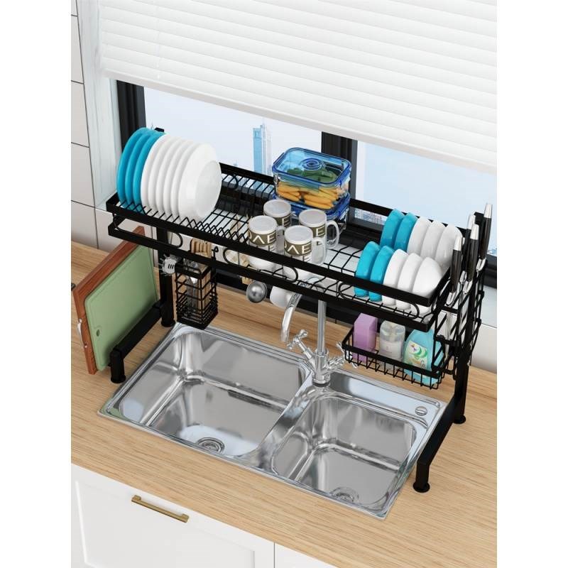 Black kitchen sink bowl rack drain water rack bowl dish pla1