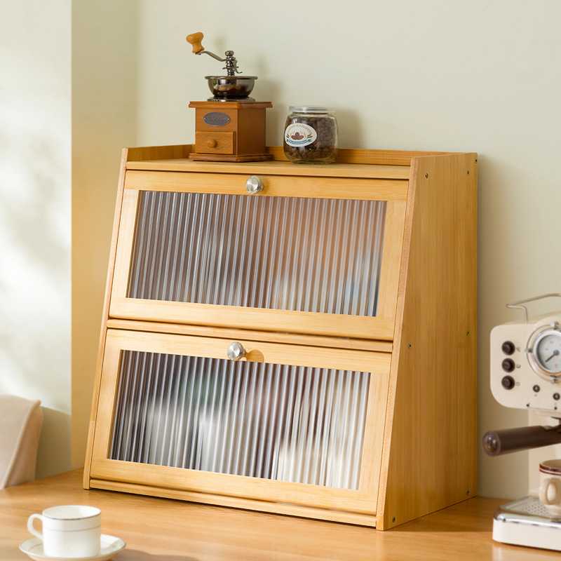 桌面收纳盒杯子收纳柜茶具展示柜子厨房水杯置物架楠竹餐具储物柜