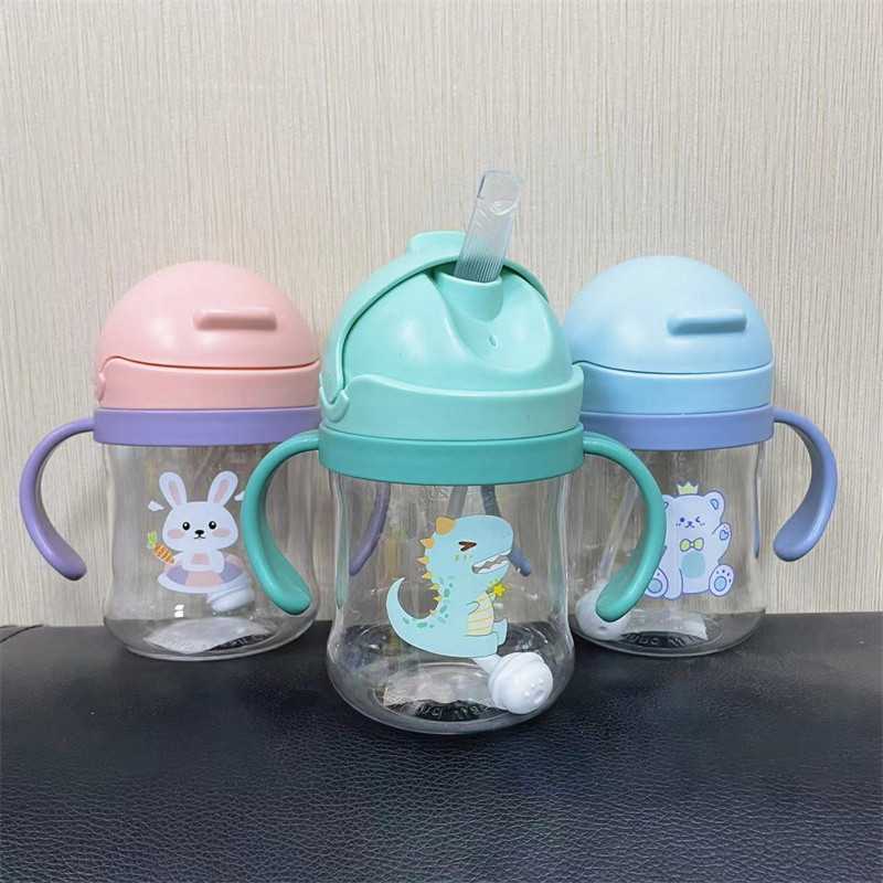 婴幼儿夏季学饮杯宝宝防漏防摔吸管杯倒置不漏水带手柄水杯