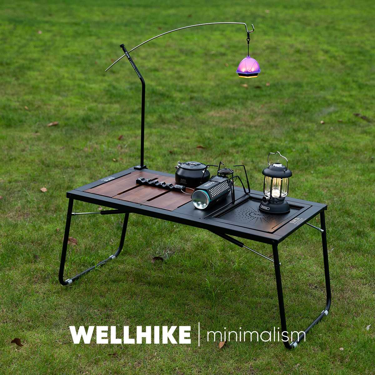 WELLHIKE户外SWS弓形灯架露营桌蛋卷桌IGT桌不锈钢灯杆灯架非常赞