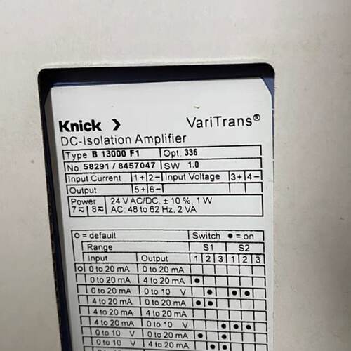 议价Knick  B 13000 F1  VariTrans隔离模块放大器全新现货