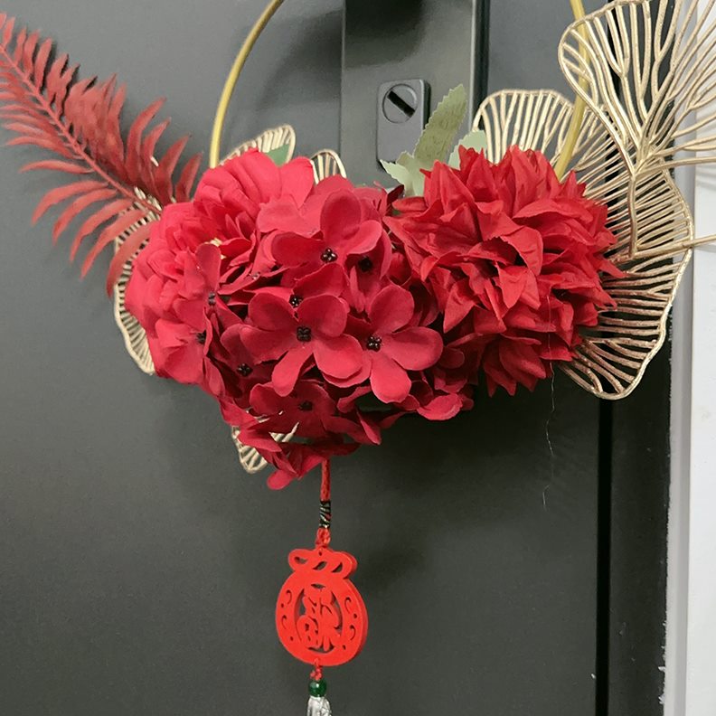 入户门挂饰装饰把手新花艺楼件装饰乔迁花环盘门挂交付仪居交楼式