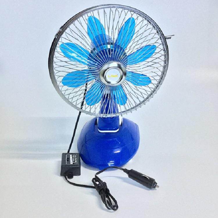 8吋12V/24V车载风扇夹子带底盘三档直流摇头全封闭网罩风扇