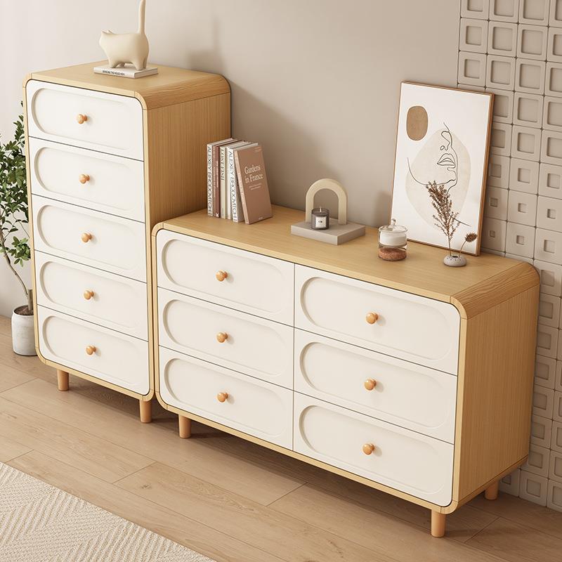 批原木奶油风五斗柜六八卧室客厅靠墙床尾收纳储物玄关餐边柜置