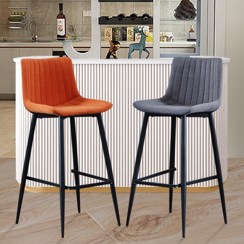北欧吧台椅现代简约靠背椅家用轻奢设计师款网红绒布餐吧椅高脚凳