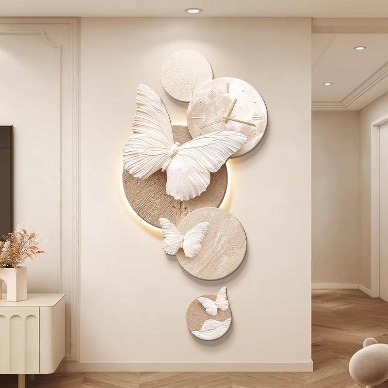 石来运转入户玄关装饰画奶油风走廊过道挂画高级感蝴蝶壁灯画挂钟,家装灯饰光源,其它灯具灯饰,淘宝优惠券,粉丝福利购,淘宝优惠卷