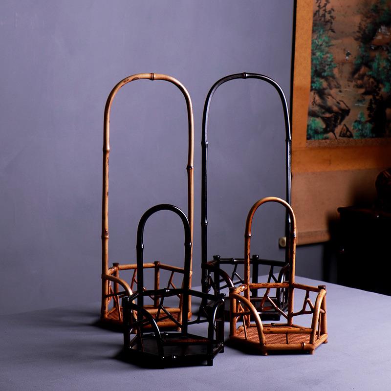 紫竹凉炉架紫竹炉台风炉炭炉底座复古花器架茶桌摆件茶具配件安吉