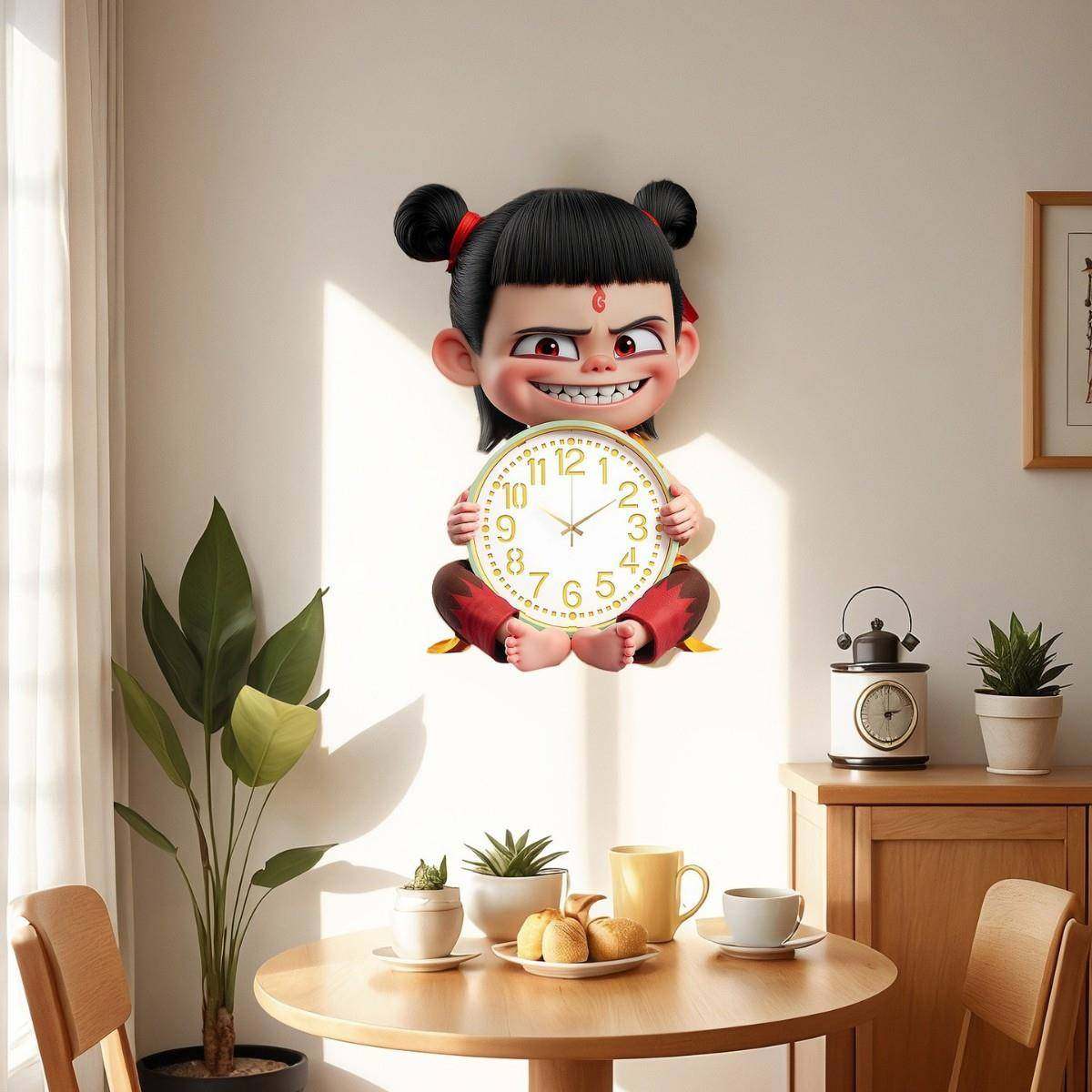 高颜值网红爆款哪吒创意时钟挂墙客餐厅挂钟静音走时儿童房钟表,家装灯饰光源,其它灯具灯饰,淘宝优惠券,粉丝福利购,淘宝优惠卷
