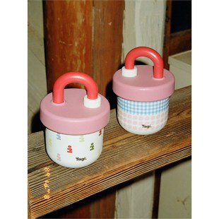 Tagi.想象i《塔皮小锁》礼物波点格纹吸管保冷杯胖胖斜挎保温杯