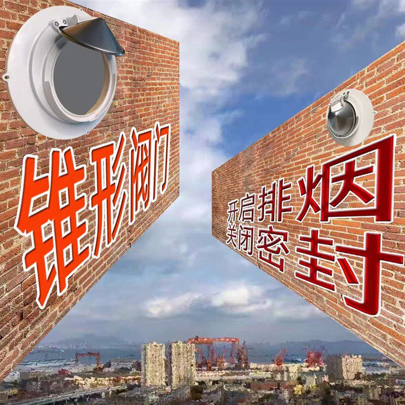 油烟机墙外排风帽烟道止逆阀烟机排烟变径止回阀不锈钢防风防雨帽