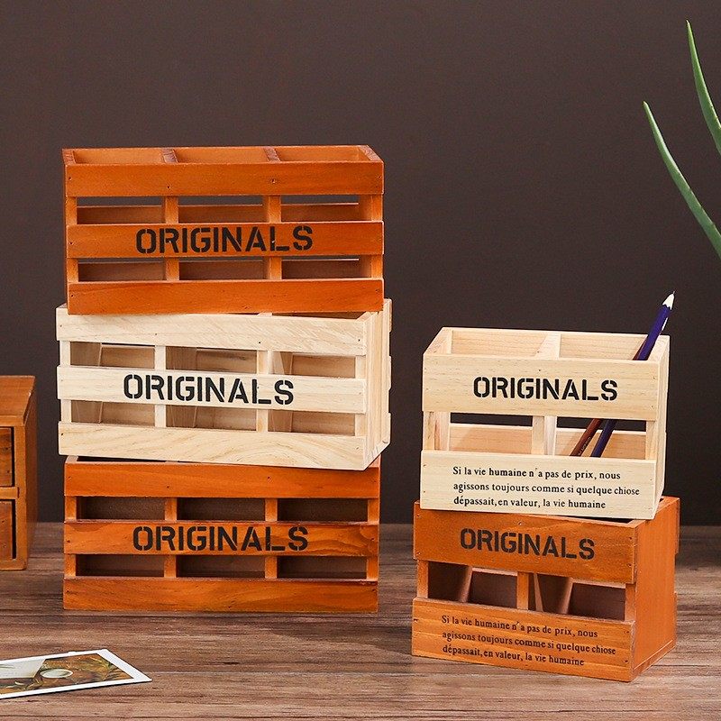 木质复古日式两格笔筒文具收纳盒 办公创意桌面收纳镂空笔筒,收纳整理,笔筒,淘宝优惠券,粉丝福利购,淘宝优惠卷