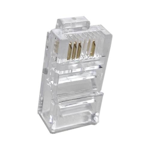 RJ458P4C堵孔超五类三叉加厚铜片安防监控水晶头4个线孔