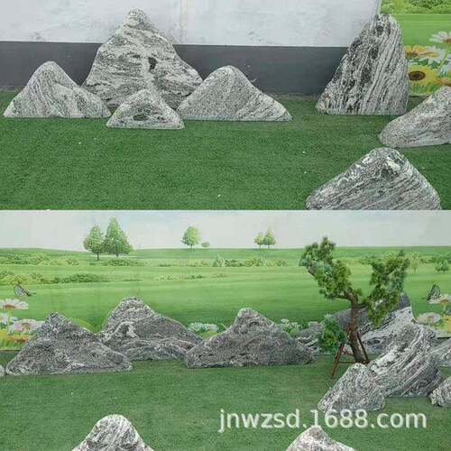 园林假山石片庭院景观石头切片价格商场雪花石组片图片