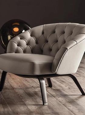 意式极简单人沙发椅北欧设计师款拉扣别墅客厅阳台卧室休闲椅躺椅