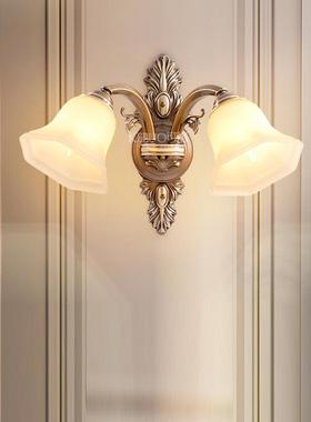 美式全铜壁灯欧式过道玄关客厅灯简约走廊电视墙卧室床头灯具