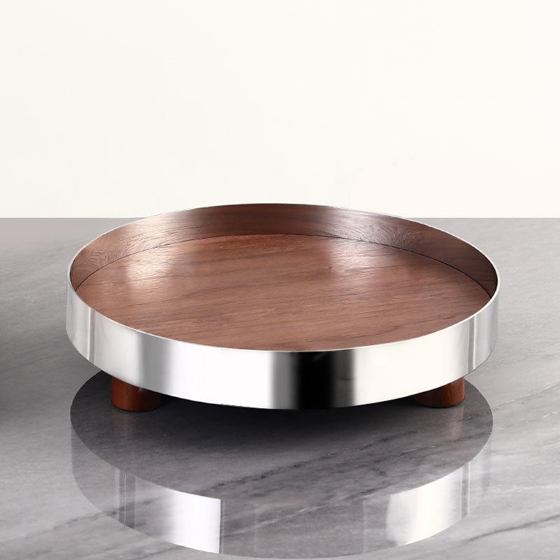 轻奢高档托盘高级感茶杯茶盘收纳盘家用北欧风胡桃木托盘装饰摆件