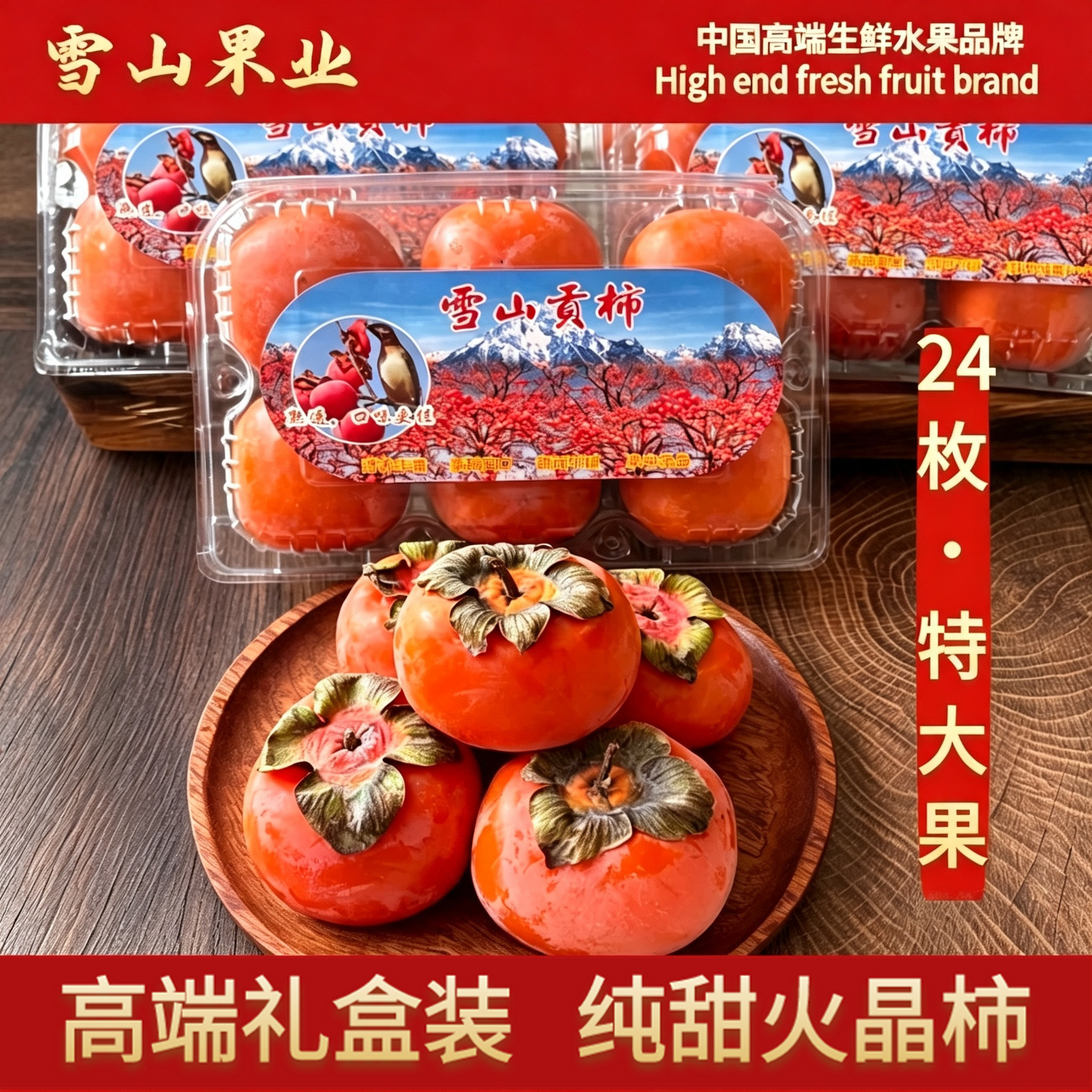 陕西正宗火晶柿子爆浆流心软柿子