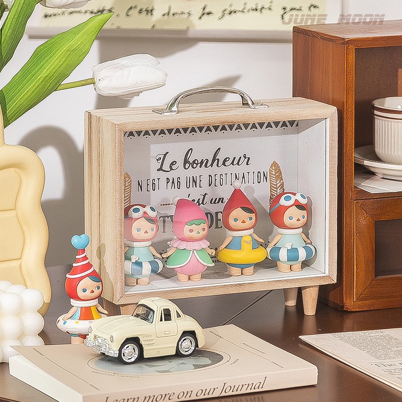 盲盒收纳展示架木质泡泡玛特柜子手办防尘玻璃popmart娃娃置物架