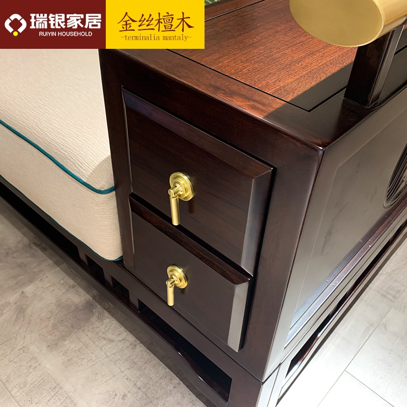 优选中式实木沙发l现代轻奢客厅禅意檀木组合套装别墅大户型三人!