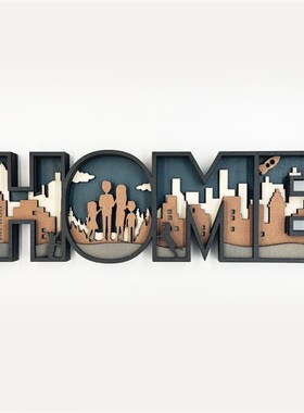 北美森林动物家居装饰木质摆件创意OVE&HOE字母立体款