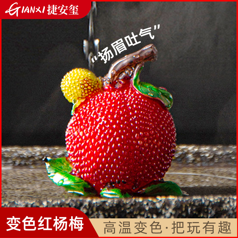 变色杨梅茶宠精品可养温变树脂摆饰茶桌用品茶玩茶具配件扬眉吐气