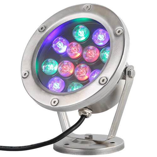 led水底灯DC12V24V水下水池喷泉灯6W9W12W304不锈钢七彩水底灯