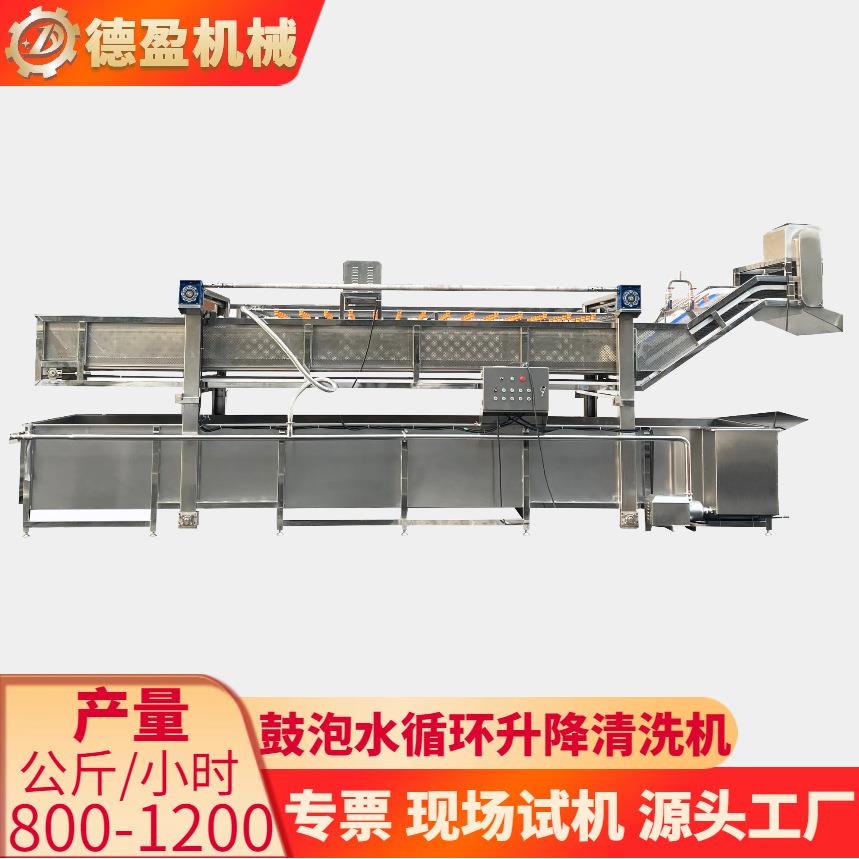 多功能鼓泡清洗机水果蔬菜药材海鲜大型自动水循环过滤升降清洗线