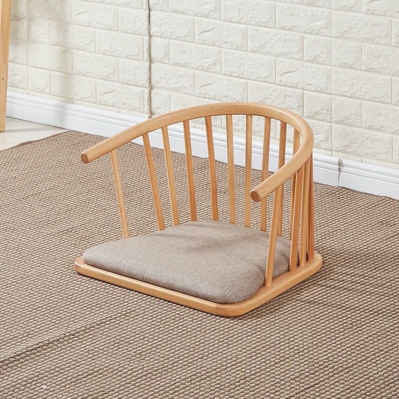 日式实木榻榻米座椅和式靠背椅带扶手地板无腿床上椅阳台飘窗椅